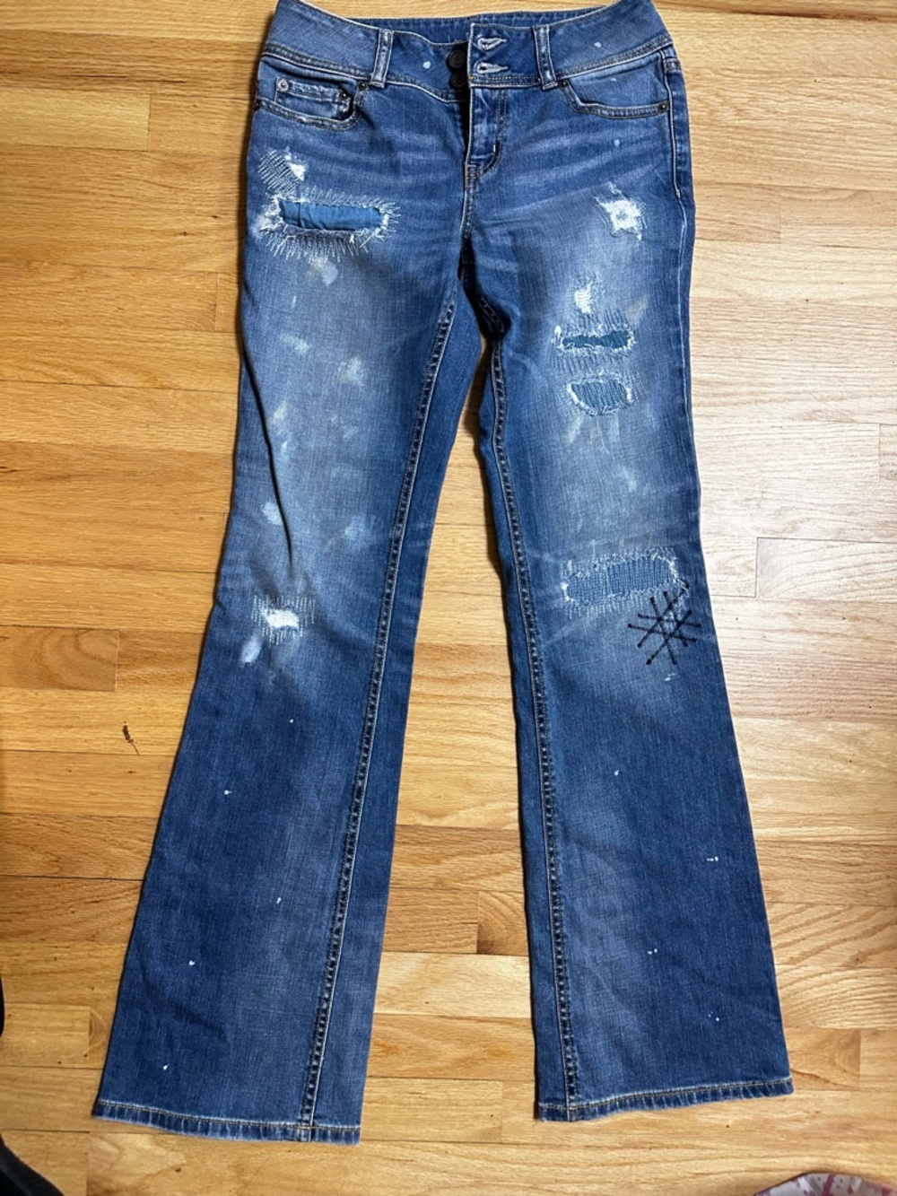 Victoria's Secret Distressed Dark Blue Flare Jeans